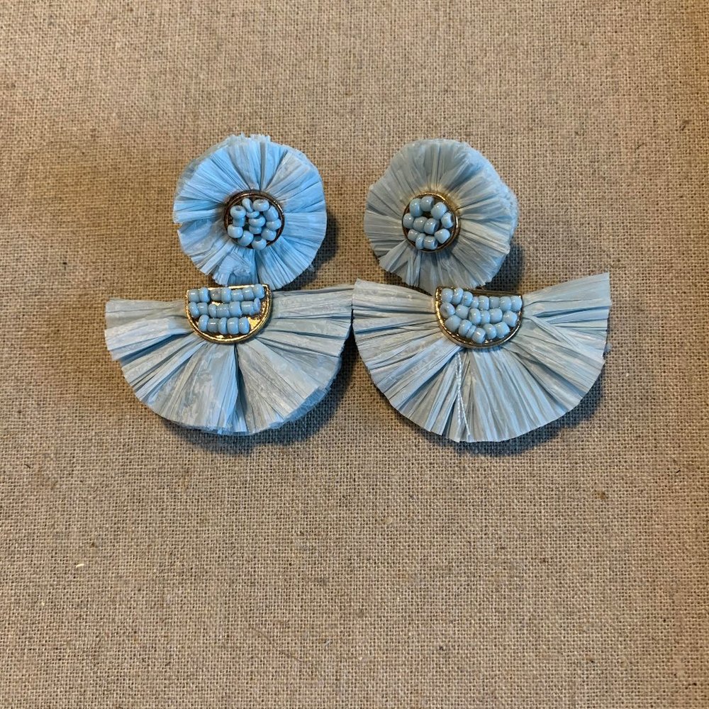 Light Blue Boutique Raffia Earrings